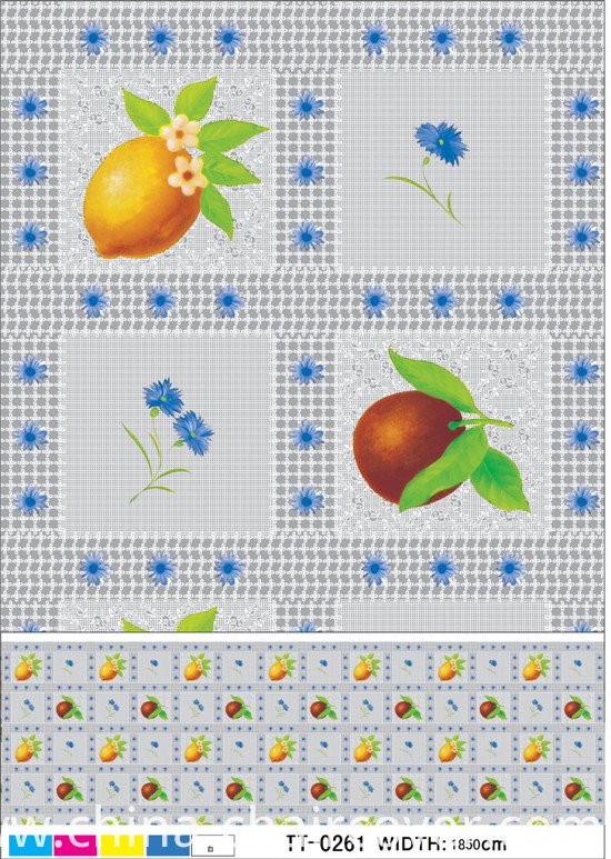 Full Colors PVC Printed Patterns Transparent Tablecloth and Easy to Clean for Home/Party